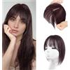 XFSRG Frangia Clip Capelli Veri Natural Frangetta Francese Extension Bangs Air Frontale Frangias Sintetici Posticci per Donne(Marrone scuro)