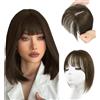 XFSRG Frangia Clip Capelli Veri Natural Frangetta Francese Extension Bangs Air Frontale Frangias Sintetici Posticci per Donne(Marrone chiaro)