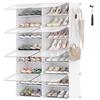SONGMICS Scarpiera, Scaffale Portaoggetti Modulare a 8 Scomparti, Scarpiera da Ingresso Salvaspazio con Divisorio Regolabile e Sportello, Scomparto di 30 x 40 x 30 cm, Bianco LPC034W01