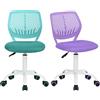 HOMYLIN Set di 2 sedie da ufficio regolabili in altezza girevole in tessuto, ergonomiche con schienale, viola+turchese, 44 x 40 x 86 cm