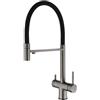 XJTNLB Miscelatore Cucina 3 Vie Acciaio Inox Grigio+Nero Rubinetto Tre Vie con Doccetta Estraibile Miscelatore Cucina con Doccetta Estraibile