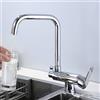 XJTNLB Rubinetto a Tre Vie Cucina Pieghevole, Miscelatore 3 Vie Abbattibile Sottofinestra Ottone Rubinetto Girevole Rubinetto 3 Vie per Depuratore, Cromo