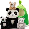 MorisMos Panda Peluche Gigante, 35 cm Mamma con Kawaii Baby, Realistici Morbido Panda di Peluche Grande Regali per Ragazze, Bambini, Compleanno Natale