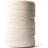 LEDENT Corda per macramè (3mm, 500M, naturale) - Corda doppia ritorta in cotone riciclato al 100% per progetti di artigianato creativo.