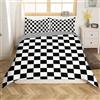 Loussiesd Set Copripiumino Singolo Moderno Nero Bianco a Quadri Bambini Uomini Morbido Reversibile Gingham Copripiumino Casa Rurale Nordico Modello a Griglia Camera da Letto Trapunta