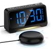 Mesqool Sveglia da Comodino con Vibrazione, Sveglia Vibrante per Dormiglioni Profondi, Anziani, Adolescenti e Sordi, Grande Schermo, Settimana, Batteria Backup, Suoni e Forza di vibrazione Regolabile, DST