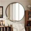BEAUTYPEAK Specchio rotondo da parete decorativo da 76 cm, per bagno, vanità, soggiorno, ingresso rotondo, con cornice in alluminio