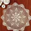 SPORTARC Centrinetto vintage all'uncinetto, tovaglia rotonda in pizzo con fiori, realizzata a mano, in cotone, bianco/beige, diametro 40 cm (beige)