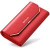 PORRASSO Portafoglio Donna Pelle Portamonete con Protezione RFID Lungo Portafoglio Grande Portafogli Rosso
