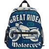 BEUSS Moto Retrò Cartone Animato Zaino per Asilo Nido Prescolare Bambini Studente Bookbag Zainetti per Viaggio Ragazze Ragazzi 2-7 Anni Capretto