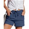Yutdeng Pantaloncini Eleganti Corti Donna Estivi Shorts Pantaloni in Lino e Cotone Bermuda Moda Casual Pantaloncini Mare con Tasche e Coulisse Vita Alta Elasticizzata Pantaloncino Sportivo Leggero