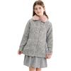 maoo garden Inverno Cappotto in Lana Bimba e Bambina Imbottita Leggero Colletto di Pelliccia Giacca Grigio 128