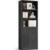 Coleshome Libreria con Ante e Cassetti a 5 Ripiani, Scaffale salvaspazio per Soggiorno, Ufficio, Camera da Letto (Nero)