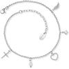 Engelsrufer Cavigliera da donna in argento sterling con zirconi, perla e ciondolo, chiusura a moschettone, lunghezza regolabile, senza nichel, dimensioni: 22 + 5 cm, 22+5cm, Argento sterling, Zirconia