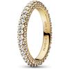 PANDORA Timeless Anello a fila singola con pavé placcato in oro 14k e zirconia cubica trasparente, 56