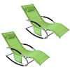 SoBuy Set di 2 sedie a dondolo da esterno Poltrone sedie sdraio da giardino con cuscino e poggiatesta portata fino a 150 kg Verde 150x63x87 cm OGS28-GRX2