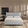 EVERGREENWEB MATERASSI & BEDS EVERGREENWEB - Letto Piazza e Mezza con Box Contenitore, Materasso + Rete a Doghe in Legno 120x195 cm + Cuscino Memory GRATIS, Elegante Testiera color Grigio, Tessuto Imbottito SFODERABILE e Lavabile
