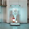 Teahutty Vetrina in vetro con 2 ripiani con luci, 1 ante, vetrina con pavimento in legno, vetrina autoportante in vetro, per oggetti da collezione, ibri e vini (Bianco, 1 porta+2 piani+LED)