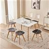 JZGORC Set di 6 Sedie da Pranzo e Tavolo da Cucina, Tavolo da Pranzo Rettangolare in Legno Bianco, Sedie Moderne Nordiche Trasparenti, per Sala da Pranzo, Cucina, Soggiorno (Bianco + Nero)