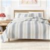 Great Bay Home Set di biancheria da letto double-face, per tutte le stagioni, moderno, leggero, copriletto a righe bianche e blu navy (include 1 trapunta, 2 federe per cuscino)