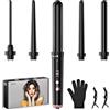 Onftrym Ferro Arricciacapelli 5 in 1,Ferro Arricciacapelli Professionale,Piastra Onde per Capelli con Schermo LCD 160℃-230℃ Regolabile,Ceramica Ferro Capelli Onde,Curling Iron con Guanto e 2 Clips