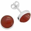 mantraroma orecchini a bottone in argento 925 con corniola arancione e pietra rossa, orecchini in vero argento sterling da donna, regalo