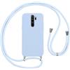 Vauki Custodia per Xiaomi Redmi Note 8 Pro Cover con Cordino,Blu Silicone Antiurto TPU Morbido Case Corda Collana Necklace Regolabile Stylish con Catena Ultra Sottile Cover per Xiaomi,Blu