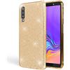 NALIA Custodia in Silicone compatibile con Samsung Galaxy A7 2018, Glitter Gel Copertura Protezione Sottile Cellulare, Slim Smartphone Cover Case Protettiva Scintillio Bumper, Colore:Gold Oro