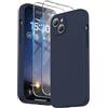 SURPHY Cover per iPhone 15 plus con Cordino e 2*Vetro Temperato (6,7), Silicone Custodia per iphone 15 plus, Protezione Fotocamera, Compatibile con 15 plus Case Protezione Completa, Azzurro Sierra