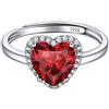 ChicSilver Anello Argento 925 Pietra Rossa Donna, Anelli Donna Cuore Regolabile Rosso Pietra Gennaio Confezione Regalo