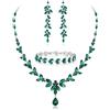 EVER FAITH Set di gioielli da sposa con cristallo austriaco, elegante marchese strass foglia, collana con orecchini pendenti, set tennis,