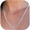 DORANA Collana da donna in argento Sterling 925, spessore 3 mm, resistente allo sbiadimento, catena cubana per le donne Cuban collana gioielli 16/18/20/22/24 pollici, 26 Zoll+2 Zoll Verlängerung
