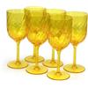 Yalin Set di 6 calici in plastica acrilica infrangibili da 443 ml Yalin, bicchieri impilabili per vino e acqua (Giallo, 443 ml)