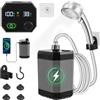 Neulriscn Batteria portatile da campeggio con pompa, aggiornamento multi-filtro, doccia da campeggio 6000 mAh, ricaricabile con soffione doccia e tubo da 2 m, indicatore di temperatura e potenza per campeggio