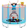 Svkiyang 150cm Trampolino Per Bambini da Per uso Interno ed Esterno Con Rete di Sicurezza, Canestro da Basket e Robusto Tappeto Elastico - Impermeabile, Regolabile e Con Capacità di Carico Fino a 200kg