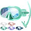 HINATAA Maschera Subacquea Adulti, Frameless Maschere da Immersione, 180° Visione Ultra Ampia, Maschera Snorkeling Anti-Fog Anti-Perdita, Maschera e Boccaglio Set per Snorkeling Donna Uomo (Verde)