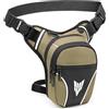 YERUUE Marsupio Gamba Moto Impermeabile per Uomo Donna Capacità Espandibile Borsello da Gamba Regolabile con Cintura Riflettente Marsupio Cosciale Uomo per Viaggi in Moto Campeggio Outdoor (Cachi)