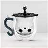 LOMUG Gatto Bicchiere a Doppia Parete con Coperchio - Tazza per Latte Macchiato Carina per Gatti - Bicchieri per Caffè a Doppia Parete - Regali per Donne, Bambini e Festa Della Mamma