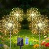 Sunlisky Lampada solare per giardino all'aperto, confezione da 4 120 LED, 1200 mAh, regolazione della luminosità e del timing, luci solari da giardino, IP65, luce solare Fireworks Light (4 lanterne)