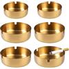 Dhisperares 6 Pezzi 10/8cm Portacenere in Acciaio Inox da Esterno, Posacenere Rotondo da Tavolo, Posacenere Interno con 3 Grooves, Rotondo Antivento Posacenere Portatile Oro per Giardino Bar Ristorante Ufficio