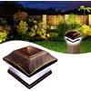 XVZ Lampada solare cappello palo legno, luci solari per esterni, impermeabili, luci solari a LED, decorazione da giardino per giardino, terrazza, recinzione, pali in legno - Bronzo
