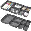 Eurhomewit Organizer Cassetti Ufficio Scrivania 14 Pezzi Nero, Scatole Stoccaggio Sentito, Divisori Cassetti Versatili Contenitori per per Ufficio,Trucco