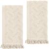 AOZUO 2 confezioni di asciugamani decorativi di lusso per gli ospiti, 30 x 70 cm asciugamani morbidi assorbenti con nappe in cotone per bagno, cucina, hotel, spa, fattoria, regalo (beige)