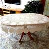 USTIDE Tovaglia ovale fatta a mano all'uncinetto, motivo floreale bianco, 160 x 220 cm, in cotone, tovaglia romantica per sala da pranzo e decorazione per feste di nozze