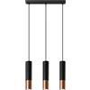 SOLLUX lighting Lampada a Sospensione - Lampada a Soffitto in Acciaio - 3 Paralumi - Lampada LED - Nero Rame Loopez