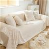 ZCXRYFL Telo Arredo Divano Penisola 1 2 3 4 Posti Copridivano Morbido Coperte Divano In Peluche Protezione Mobili Rivestimento Divano Antiscivolo Per Antigraffio Gatto Bambino Che Gattona (180X340cm,Beige)