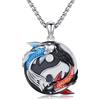 OHAYOO Yin Yang - Collana in argento sterling 925, con ciondolo a forma di Yin Yang, per lui e lei, con pesce Koi, idea regalo per uomo e donna, Standard, Argento sterling