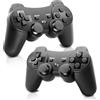 Effdrdfs 2pcs Wireless Controller for PS-3, Bluetooth Game Controller with 6-Axis/Dual Vibration/Rechargeable/360° Joysticks, Gaming Gamepad Joystick with Charging Cable for PS-3(Black)