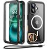 Beeasy Cover per iPhone 16 Plus Impermeabile IP68 con MagSafe, 360 Militare Antiurto Indistruttibile Resistente Doppia Protezione Custodia, Ermetica Antipolvere Subacquea Waterproof Case, 6.7