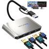 WAVLINK DisplayLink USB 3.0 or USB C to DisplayPort HDMI Adapter, Dual 5K/4K @ 60Hz 4IN1 Monitor Hub for Dell HP Surface Lenovo, Compatible with Windows and Mac-Silver